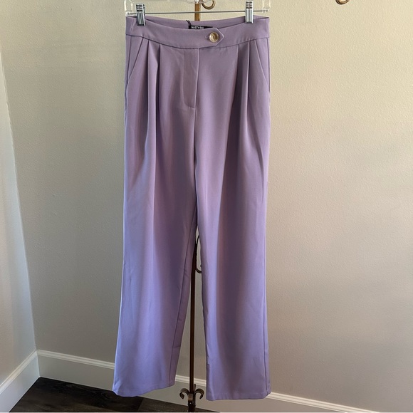 NWT Nasty Gal Straight Leg Tab Detailed Pleated Trouser Size 6 - Picture 3 of 13